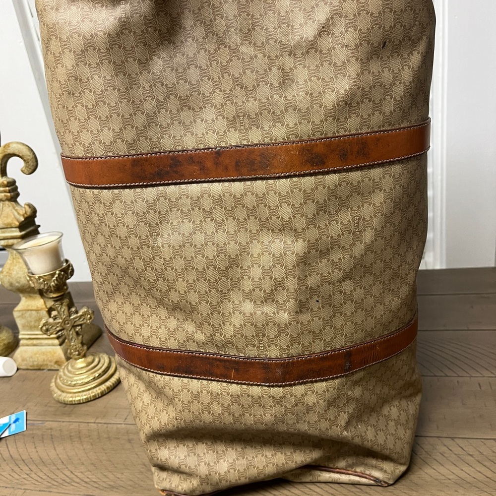 Celine Tan and Brown Duffel Bag, GUC, unisex bag, check pics for rubbed, 19x12” - Picture 8 of 16